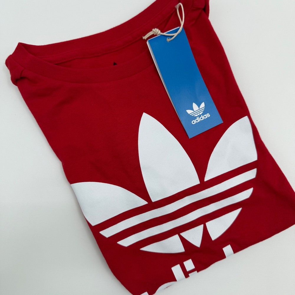 Adidas Originals‎ Trefoil T Shirt Kids M Red Short Sleeve Tee Top Size 11/12